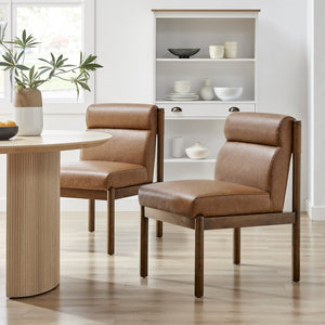 New Pacific Direct Micah Elegant Faux Leather Dining Side Chair With High-density Foam & Stylish Tubular Frame Vintage Cider  1900236-vcd-npd