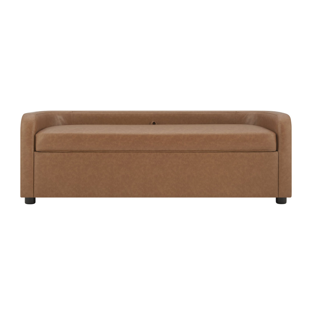New Pacific Direct Wendy Faux Leather Storage Bench - Stylish Vintage Cider Design, Perfect For Any Room, Easy Assembly! Vintage Cider  1900241-vcd-npd