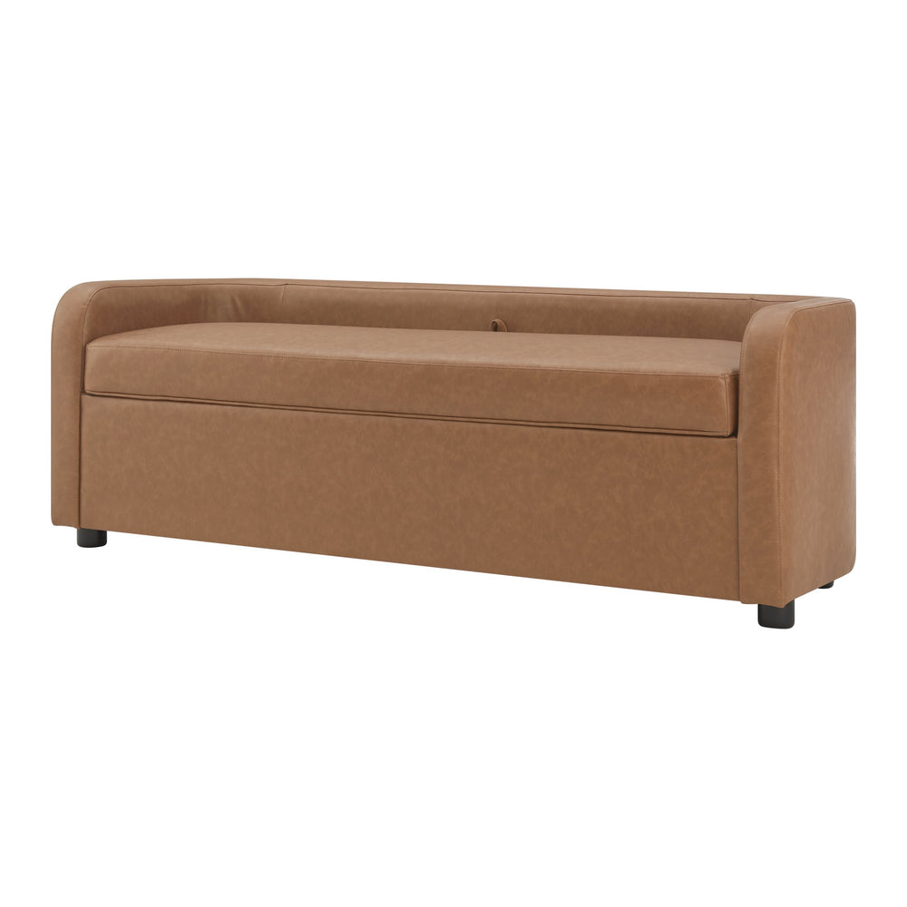 New Pacific Direct Wendy Faux Leather Storage Bench - Stylish Vintage Cider Design, Perfect For Any Room, Easy Assembly! Vintage Cider  1900241-vcd-npd