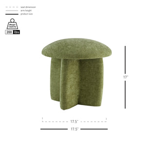 New Pacific Direct Cielo Charming Mushroom-shaped Ottoman In Soft Coral Fabric For Stylish Spaces And Footrest Use Millburry Green 100% Polyester 1900242-707-npd