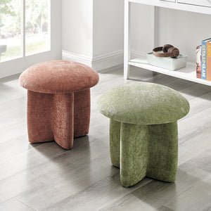 New Pacific Direct Cielo Charming Mushroom-shaped Ottoman In Soft Coral Fabric For Stylish Spaces And Footrest Use Millburry Green 100% Polyester 1900242-707-npd