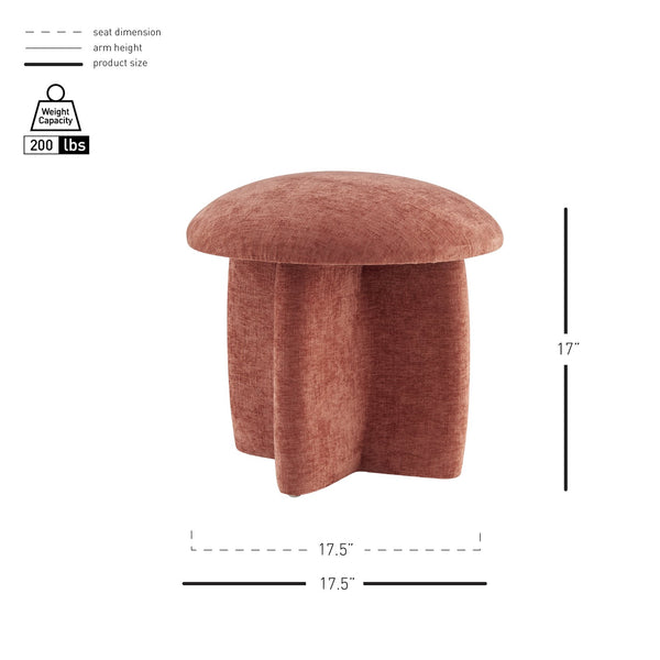 New Pacific Direct Cielo Charming Mushroom-shaped Ottoman In Soft Coral Fabric For Stylish Spaces And Footrest Use Millburry Coral 100% Polyester 1900242-728-npd