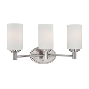 Thomas Lighting Pittman Frosted Glass Cylinder Vanity Light for Modern Bathroom Walls Nickel 19'' Wide 3-Light Vanity Light 190024217