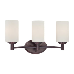 Thomas Lighting Pittman Frosted Glass Cylinder Vanity Light for Modern Bathroom Walls Bronze 19'' Wide 3-Light Vanity Light 190024719