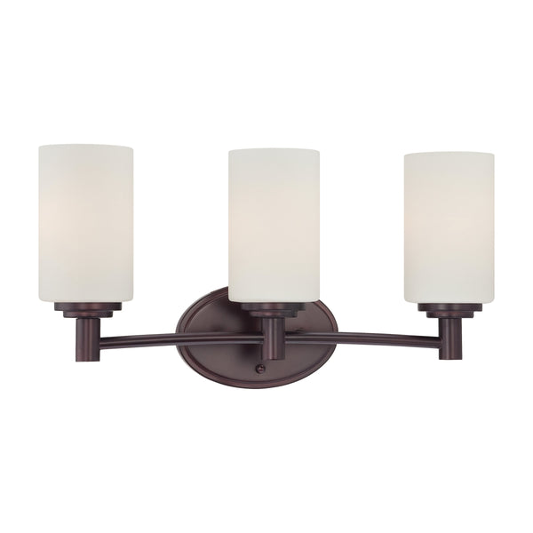 Thomas Lighting Pittman Frosted Glass Cylinder Vanity Light for Modern Bathroom Walls Bronze 19'' Wide 3-Light Vanity Light 190024719