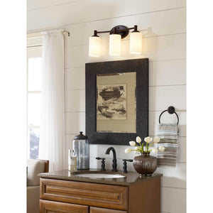 Thomas Lighting Pittman Frosted Glass Cylinder Vanity Light for Modern Bathroom Walls Bronze 19'' Wide 3-Light Vanity Light 190024719