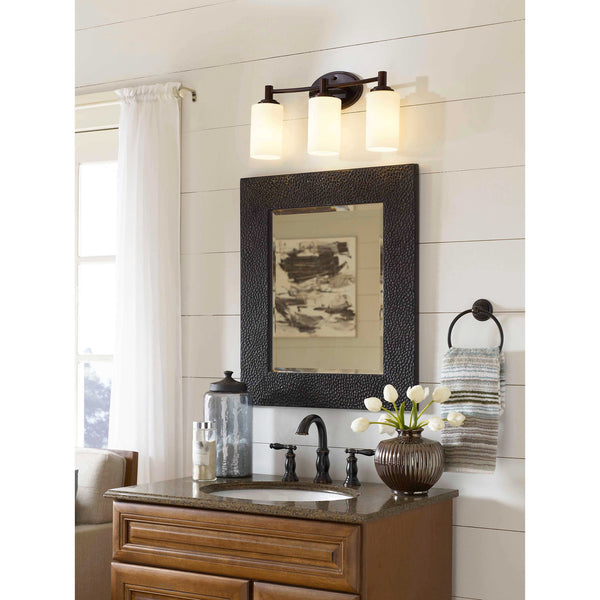 Thomas Lighting Pittman Frosted Glass Cylinder Vanity Light for Modern Bathroom Walls Bronze 19'' Wide 3-Light Vanity Light 190024719