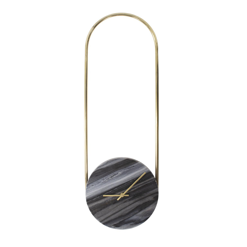 Howard Elliott Balance Black Marble And Gold Paperclip Clock - Modern Elegance Meets Timeless Functionality! Black Stainless Steel,Marble 190025-howard-elliott