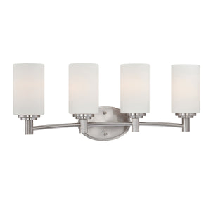 Thomas Lighting Pittman Frosted Glass Cylinder Vanity Light for Modern Bathroom Walls Nickel 24'' Wide 4-Light Vanity Light 190025217