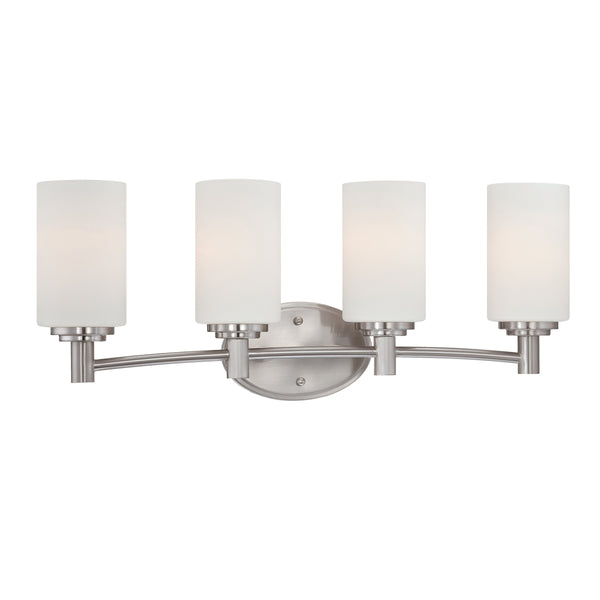 Thomas Lighting Pittman Frosted Glass Cylinder Vanity Light for Modern Bathroom Walls Nickel 24'' Wide 4-Light Vanity Light 190025217
