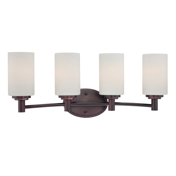 Thomas Lighting Pittman Frosted Glass Cylinder Vanity Light for Modern Bathroom Walls Bronze 24'' Wide 4-Light Vanity Light 190025719