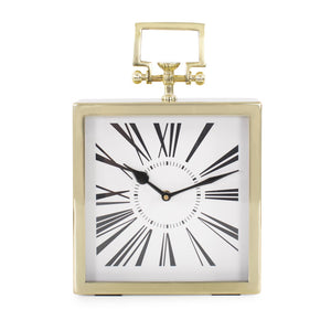 Howard Elliott Herbert Handled Table Clock - Art Deco Elegance With Textured Metal Design And Unique Clock Face Gold Aluminium,Stainless Steel,Glass 190027-howard-elliott