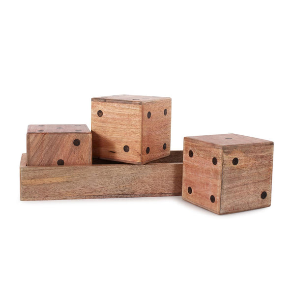 Howard Elliott Lady Luck Wooden Dice Set & Decorative Tray – Elevate Your Space With Whimsical Game Night Charm! Brown Wood 190030-howard-elliott