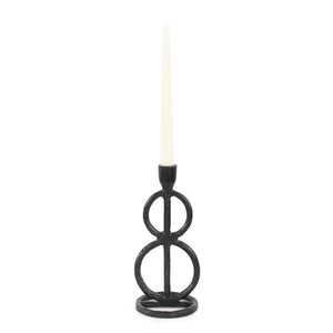 Howard Elliott Double Circle Arman Aluminum Candlestick - Modern Elegance For Your Dining Table Or Mantel Decor Black Aluminum 190031-howard-elliott