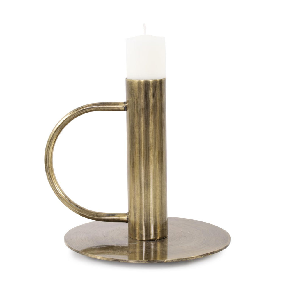 Howard Elliott Italo Antique Brass Candle Holder - Vintage Elegance With Handle For A Modern Touch In Home Decor Gold Stainless Steel 190034-howard-elliott
