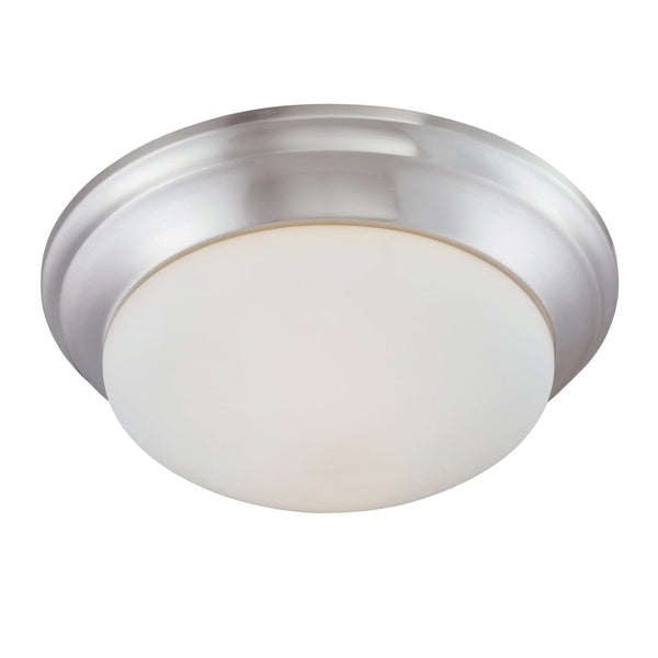 Thomas Lighting Fluor Glass Dome Flush Mount Ceiling Light for Hallways Bedrooms and Powder Rooms 15 inches Nickel 190033217