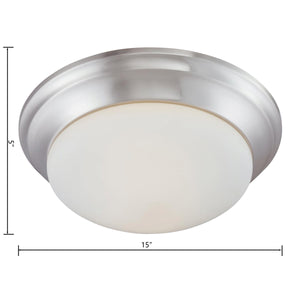 Thomas Lighting Fluor Glass Dome Flush Mount Ceiling Light for Hallways Bedrooms and Powder Rooms 15 inches Nickel 190033217