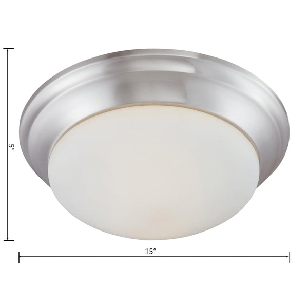Thomas Lighting Fluor Glass Dome Flush Mount Ceiling Light for Hallways Bedrooms and Powder Rooms 15 inches Nickel 190033217
