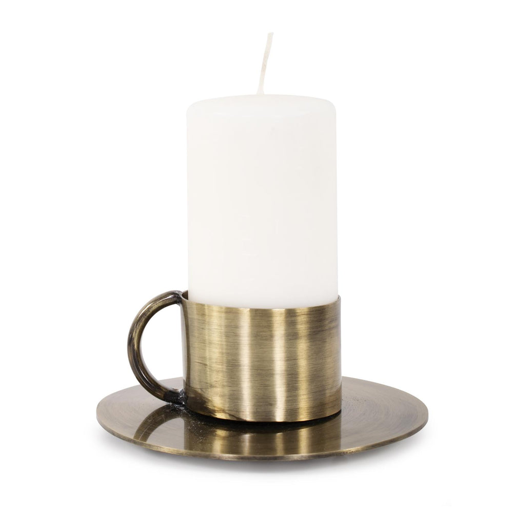 Howard Elliott Italo Antique Brass Candle Holder - Vintage Elegance With Handle For A Modern Touch In Home Decor Gold Stainless Steel 190034-howard-elliott
