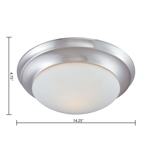 Thomas Lighting Fluor Glass Dome Flush Mount Ceiling Light for Hallways Bedrooms and Powder Rooms 14.25 inches Nickel 190035217