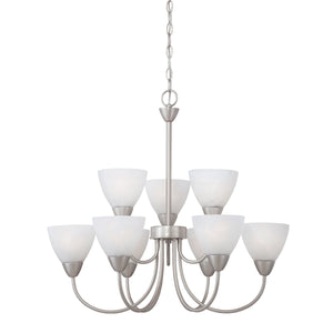Thomas Lighting Tia Three Light Chandelier with Frosted Glass Shades for Dining and Kitchen Nickel 25.98 inches 190036117