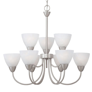 Thomas Lighting Tia Three Light Chandelier with Frosted Glass Shades for Dining and Kitchen Nickel 25.98 inches 190036117
