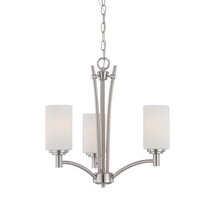 Thomas Lighting Pittman Three Light Chandelier Frosted Glass Cylinders Brushed Nickel Modern Ceiling Fixture 20 inches 190040217