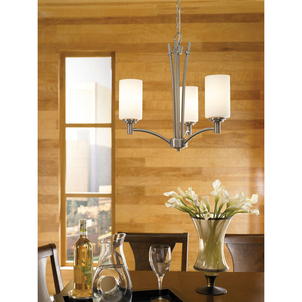 Thomas Lighting Pittman Three Light Chandelier Frosted Glass Cylinders Brushed Nickel Modern Ceiling Fixture 20 inches 190040217