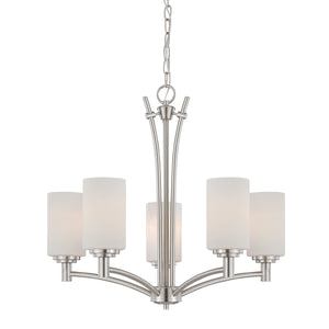 Thomas Lighting Pittman Three Light Chandelier Frosted Glass Cylinders Brushed Nickel Modern Ceiling Fixture 24 inches 190041217