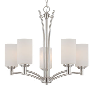 Thomas Lighting Pittman Three Light Chandelier Frosted Glass Cylinders Brushed Nickel Modern Ceiling Fixture 24 inches 190041217
