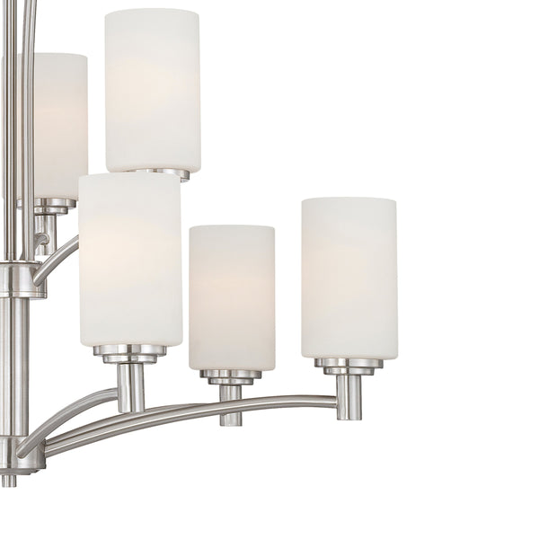 Thomas Lighting Pittman Three Light Chandelier Frosted Glass Cylinders Brushed Nickel Modern Ceiling Fixture 31 inches 190042217
