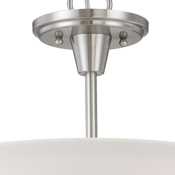 Thomas Lighting Pittman Two Light Semi Flush Mount with Frosted Glass Cylinders for Modern Interiors Nickel 190043217