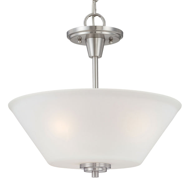 Thomas Lighting Pittman Two Light Semi Flush Mount with Frosted Glass Cylinders for Modern Interiors Nickel 190043217
