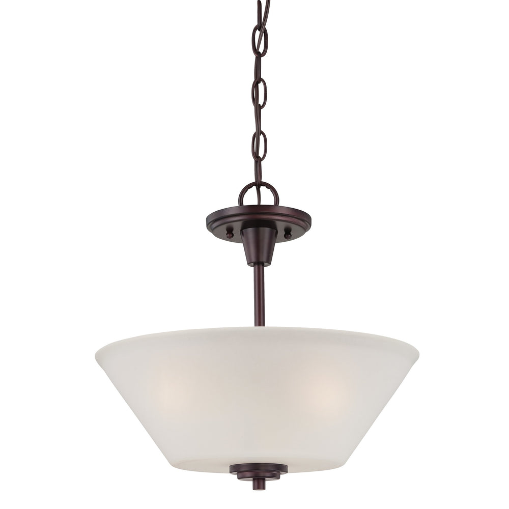 Thomas Lighting Pittman Two Light Semi Flush Mount with Frosted Glass Cylinders for Modern Interiors Bronze 190043719
