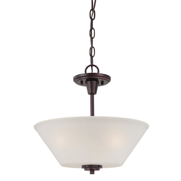 Thomas Lighting Pittman Two Light Semi Flush Mount with Frosted Glass Cylinders for Modern Interiors Bronze 190043719