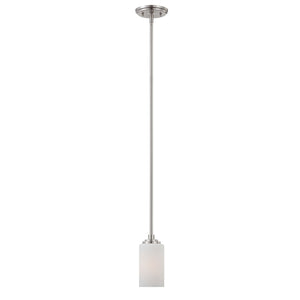Thomas Lighting Pittman Frosted Glass Cylinder Mini Pendant Brushed Metal Kitchen Entryway Light Nickel 190060217