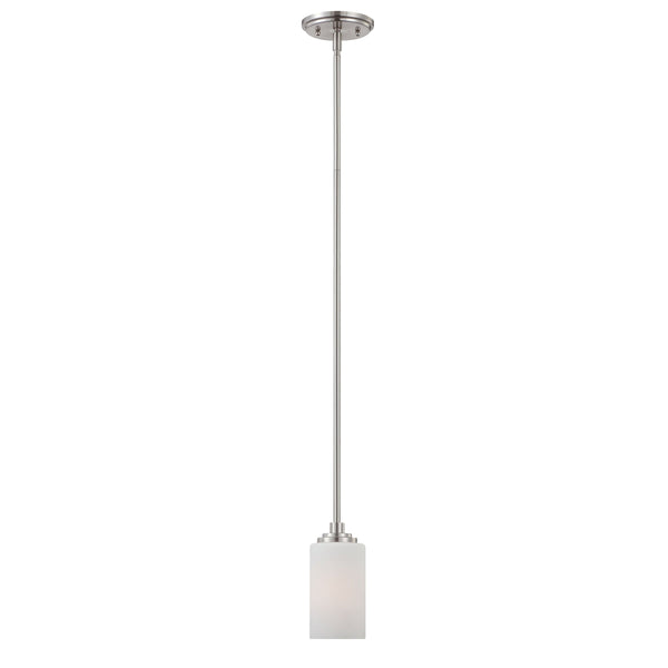 Thomas Lighting Pittman Frosted Glass Cylinder Mini Pendant Brushed Metal Kitchen Entryway Light Nickel 190060217