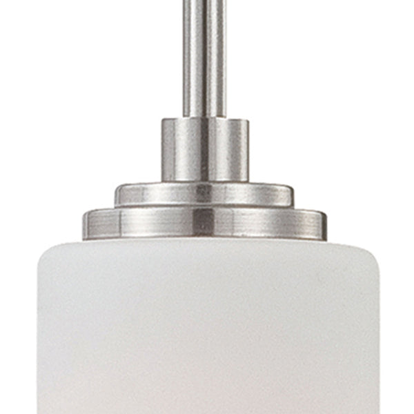 Thomas Lighting Pittman Frosted Glass Cylinder Mini Pendant Brushed Metal Kitchen Entryway Light Nickel 190060217