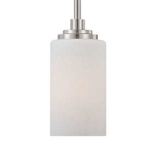 Thomas Lighting Pittman Frosted Glass Cylinder Mini Pendant Brushed Metal Kitchen Entryway Light Nickel 190060217