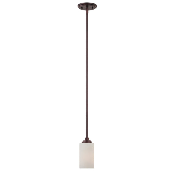Thomas Lighting Pittman Frosted Glass Cylinder Mini Pendant Brushed Metal Kitchen Entryway Light Bronze 190060719