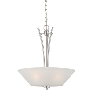 Thomas Lighting Pittman 3 Light Pendant with Frosted Glass Cylinders for Kitchen or Dining Spaces Nickel 190061217
