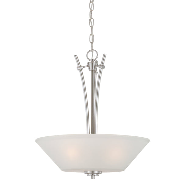 Thomas Lighting Pittman 3 Light Pendant with Frosted Glass Cylinders for Kitchen or Dining Spaces Nickel 190061217