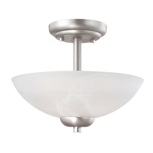Thomas Lighting Tia Two Light Semi Flush Mount Frosted Glass Shades for Kitchen or Dining Room Nickel 190067117