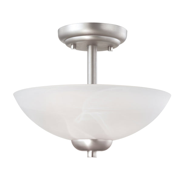 Thomas Lighting Tia Two Light Semi Flush Mount Frosted Glass Shades for Kitchen or Dining Room Nickel 190067117