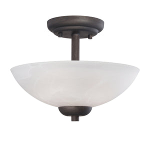 Thomas Lighting Tia Two Light Semi Flush Mount Frosted Glass Shades for Kitchen or Dining Room Bronze 190067763