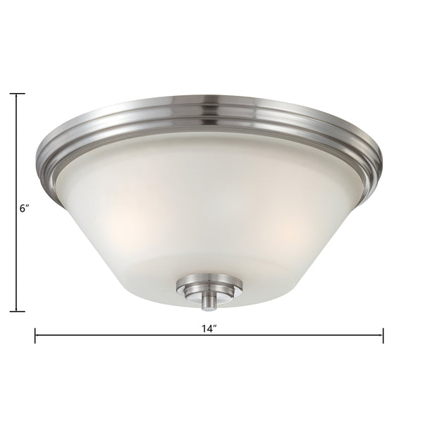 Thomas Lighting Pittman Dual Frosted Glass Cylinder Flush Mount for Hallways and Low Ceiling Rooms Nickel 190071217