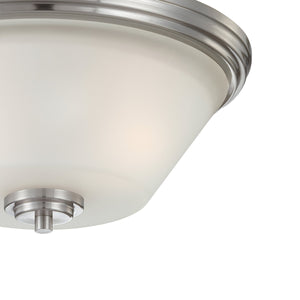 Thomas Lighting Pittman Dual Frosted Glass Cylinder Flush Mount for Hallways and Low Ceiling Rooms Nickel 190071217