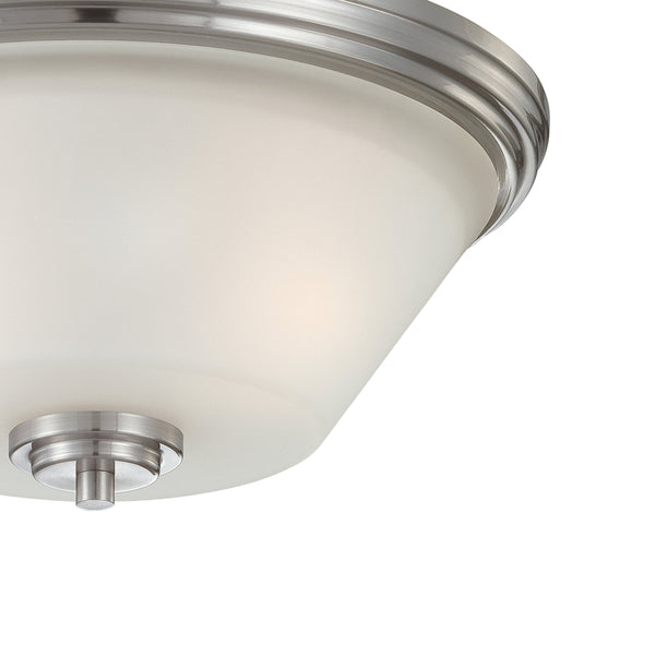 Thomas Lighting Pittman Dual Frosted Glass Cylinder Flush Mount for Hallways and Low Ceiling Rooms Nickel 190071217