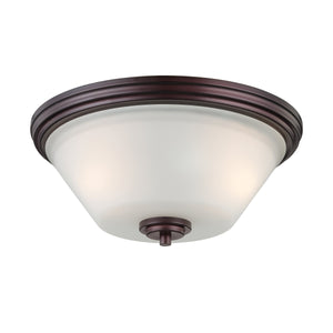 Thomas Lighting Pittman Dual Frosted Glass Cylinder Flush Mount for Hallways and Low Ceiling Rooms Bronze 190071719