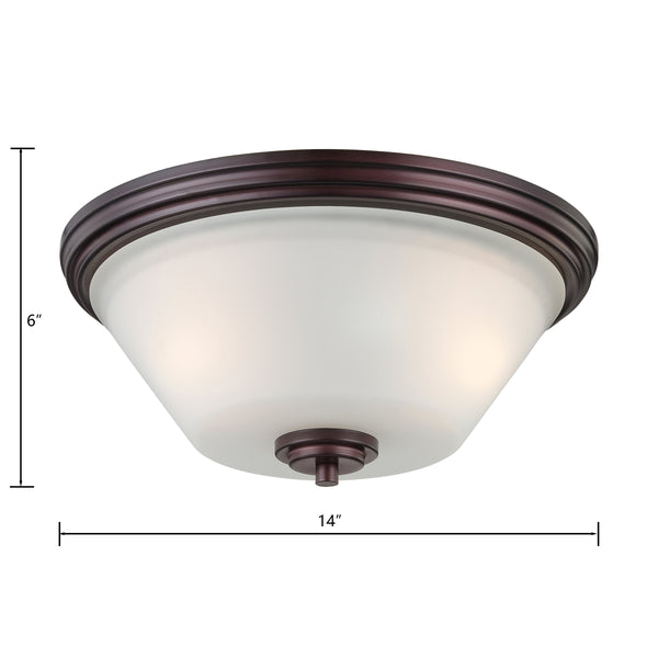 Thomas Lighting Pittman Dual Frosted Glass Cylinder Flush Mount for Hallways and Low Ceiling Rooms Bronze 190071719
